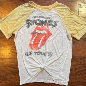 The Rolling Stones Yellow and White baseball tee Sz XS